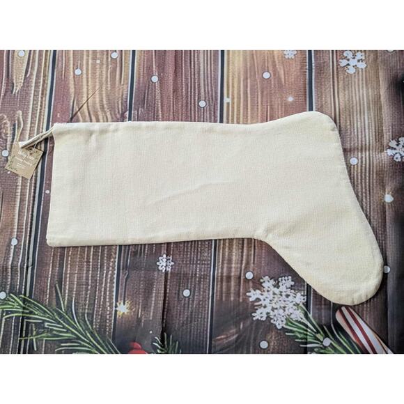 NEW Letter "K" Embroidered Beige Burlap Shimmer Christmas Stocking 20" Holiday - Picture 6 of 11